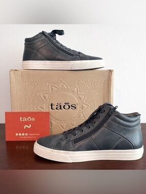 New Taos Winner Steel Leather High Top Sneakers Side Zip Comfort Shoes 8.5